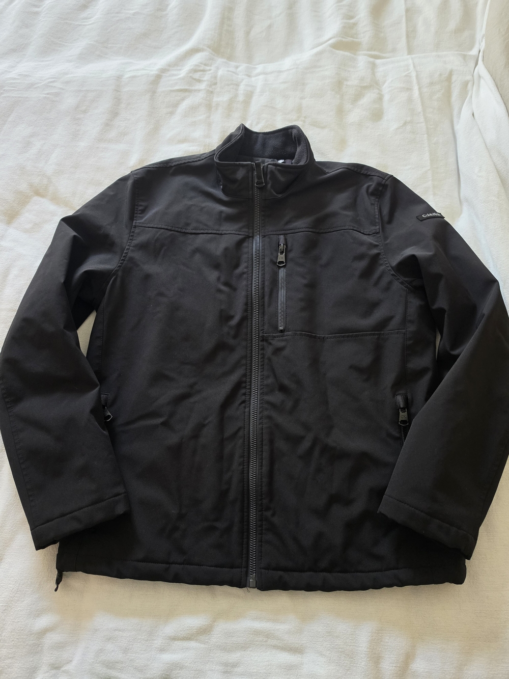 Calvin Klein Black Men's Fleece Lined Winter Jacket with Zip Pockets